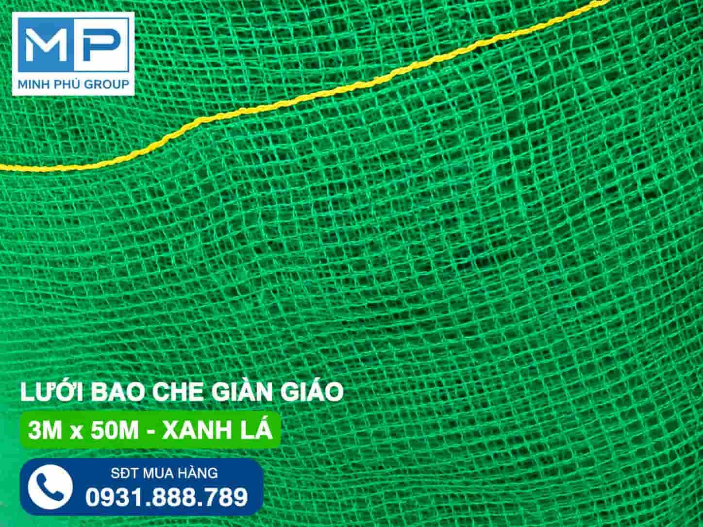 Lưới bao che công trình xây dựng khổ 3mx50m xanh lá