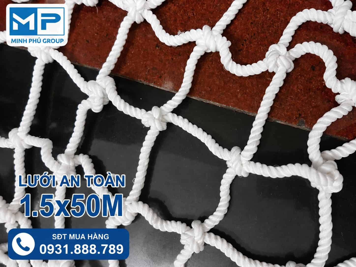 Lưới an toàn dù trắng hứng rơi khổ 1.5mx50m mắt lưới 10cm màu trắng