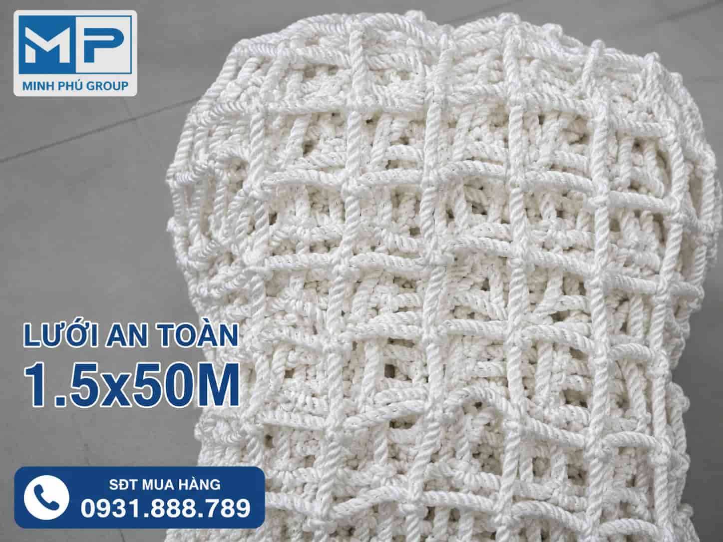 Lưới an toàn dù trắng hứng rơi khổ 1.5mx50m mắt lưới 10cm màu trắng