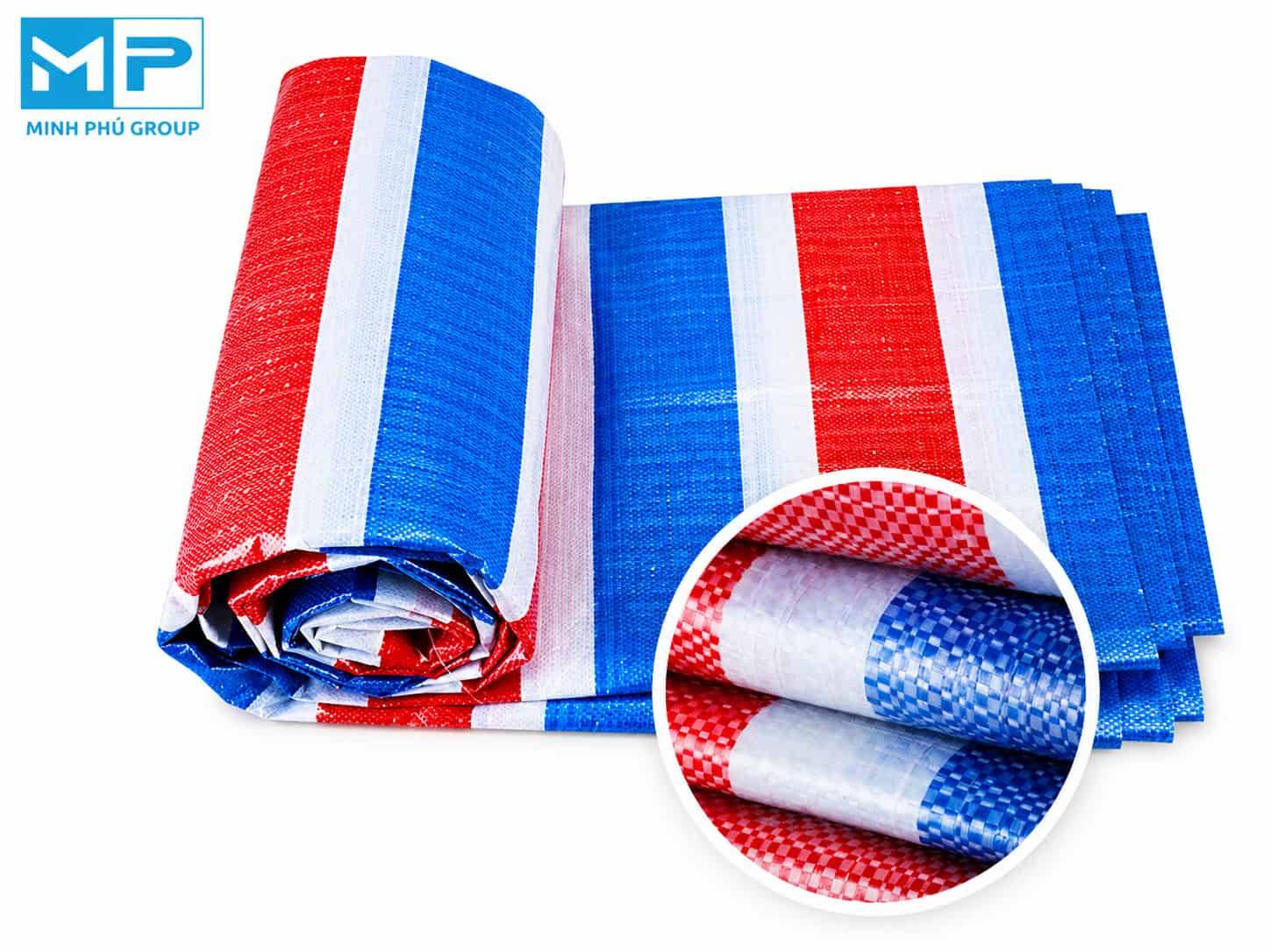 Bạt sọc 3 màu khổ 4mx50m che công trình, lót sàn đổ bê tông