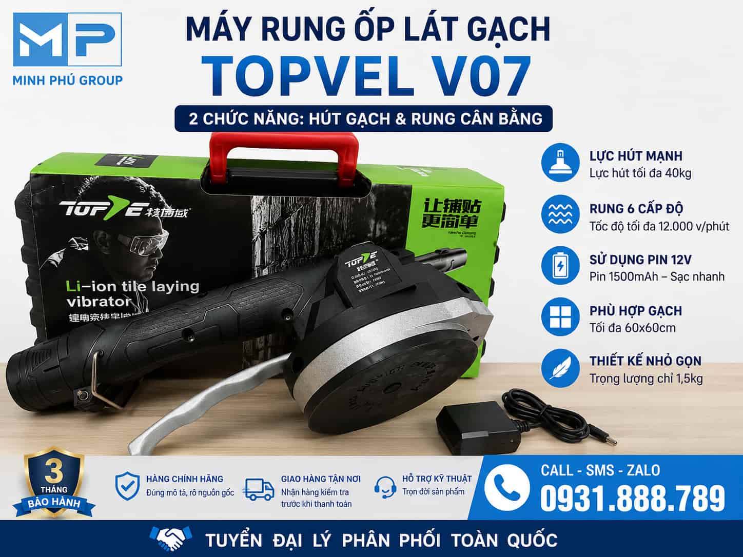 Máy Rung Ốp Lát Gạch TOPVEL V07 – Giá Mới Nhất 2026