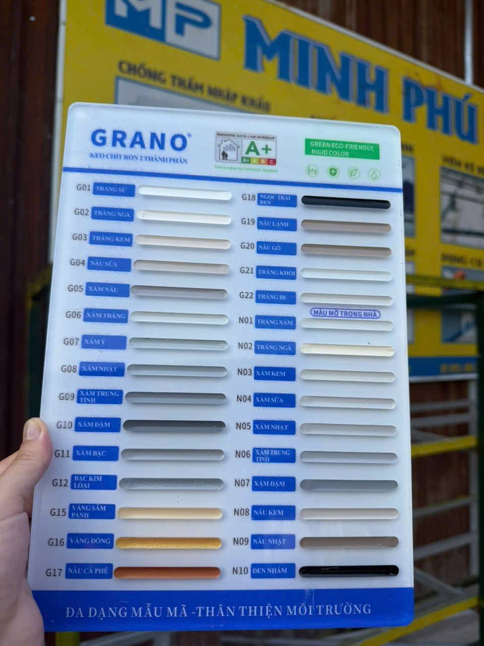 Bảng màu keo chà ron mới nhất | Tổng hợp Grano, 7N7, Saveto, KGT, Weber…