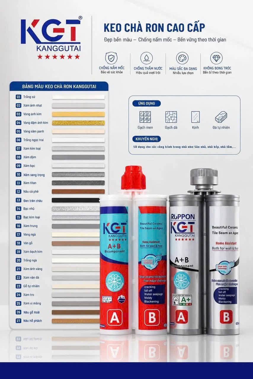 Keo chà ron KGT 400ml Epoxy 2 Thành Phần, Keo chít mạch KGT