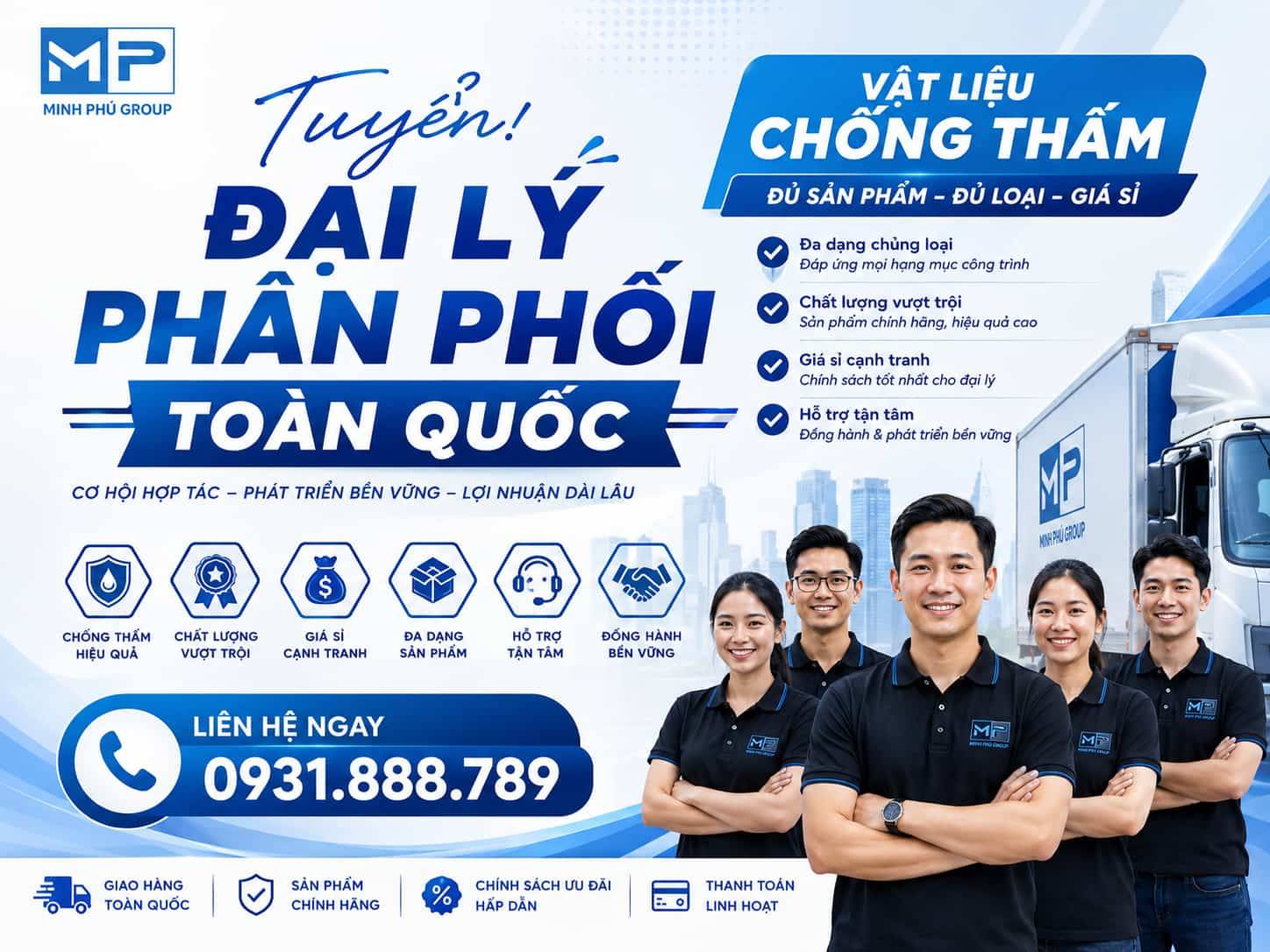 Cửa hàng vật liệu chống thấm giá sỉ, Tuyển đại lý toàn quốc