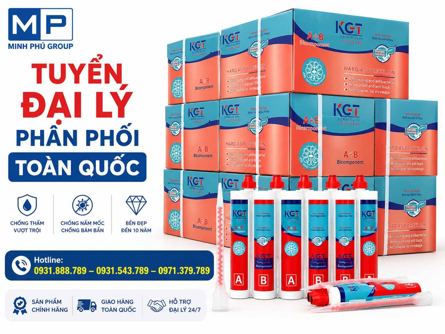 Keo chà ron KGT 400ml Epoxy 2 Thành Phần, Keo chít mạch KGT