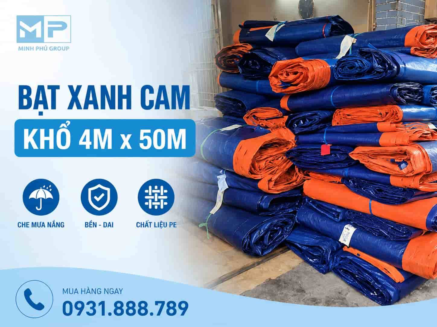Bạt Xanh Cam Khổ 4m x 50m – Bạt 2 Da Che Mưa Nắng
