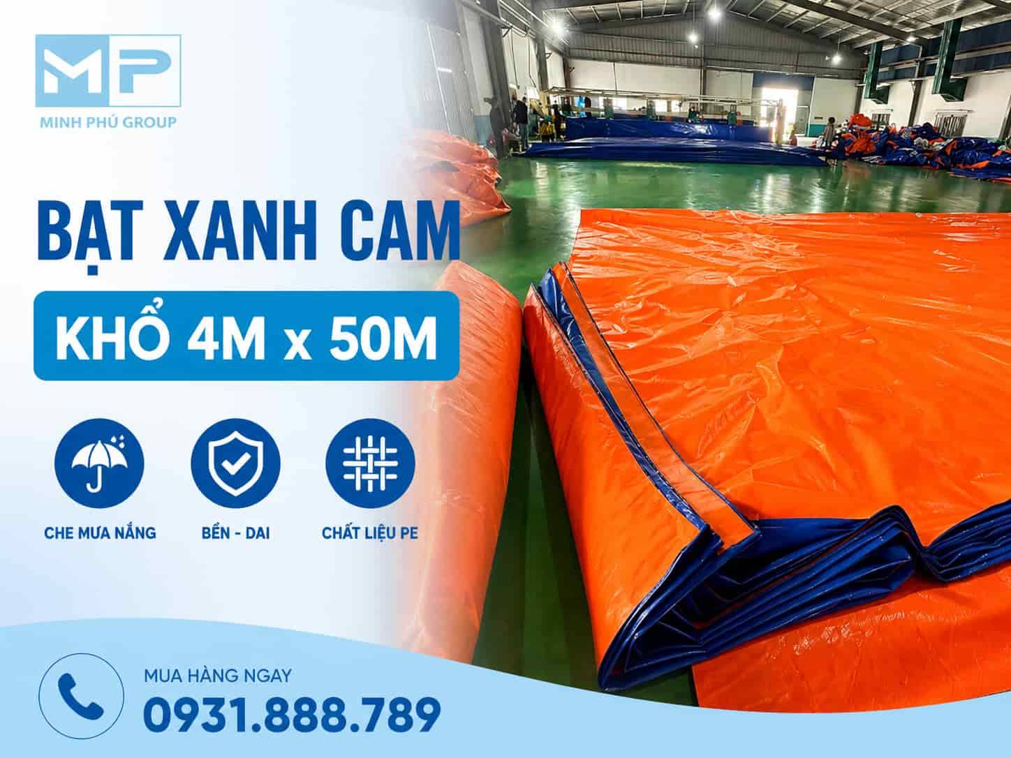 Bạt Xanh Cam Khổ 4m x 50m – Bạt 2 Da Che Mưa Nắng