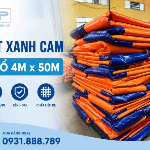 Bạt xanh cam khổ 4m