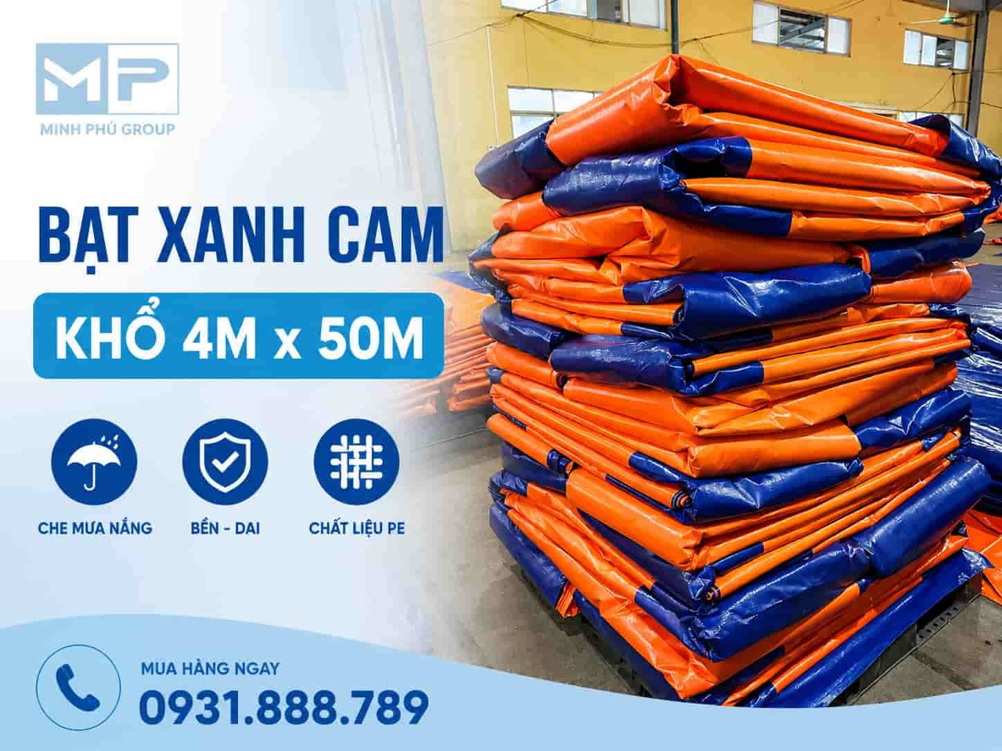 Bạt Xanh Cam Khổ 4m x 50m – Bạt 2 Da Che Mưa Nắng