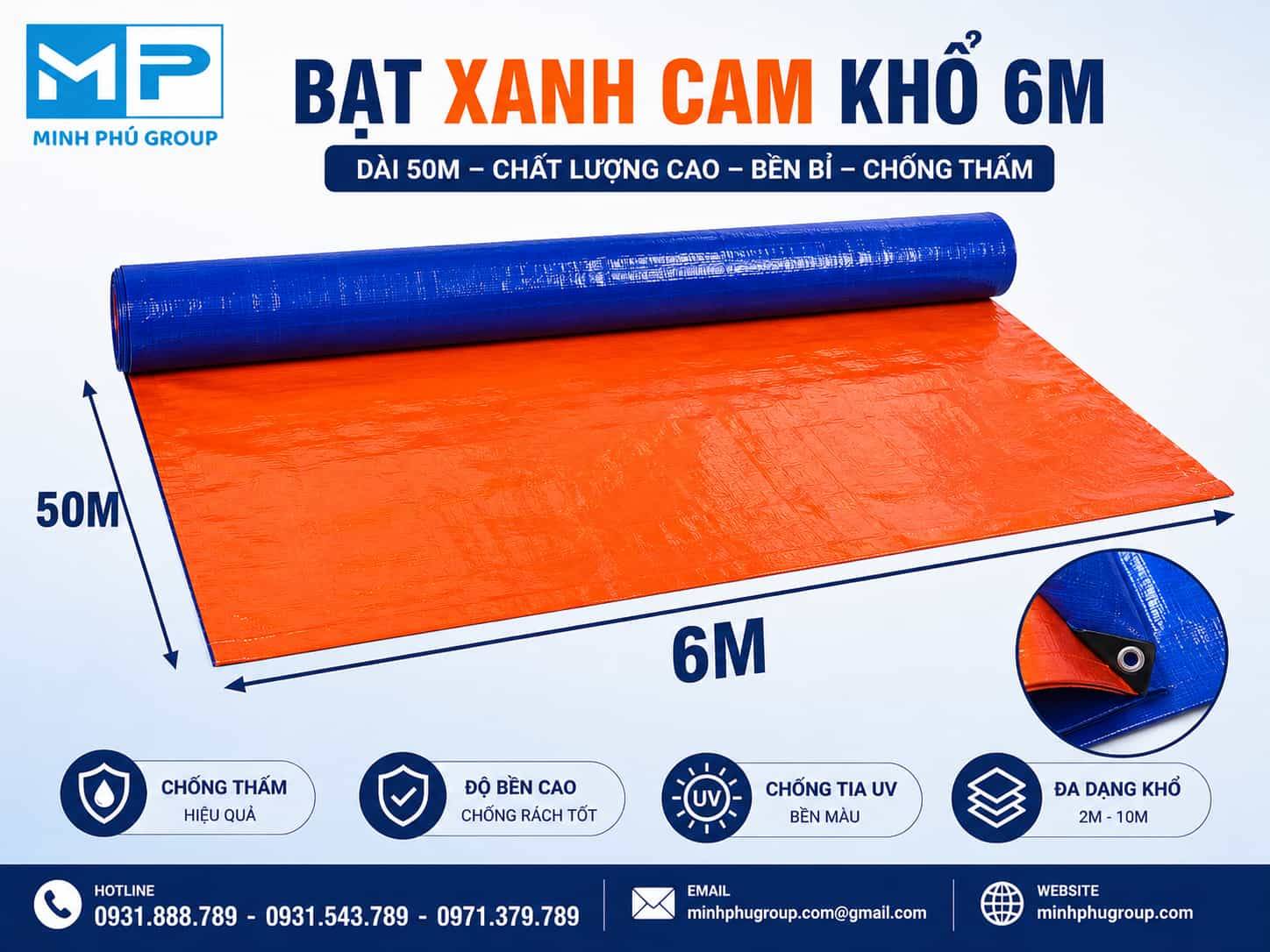 Giá Bạt Xanh Cam Mới Nhất 2026 | Báo Giá Khổ 4m, 6m, 8m, 10m