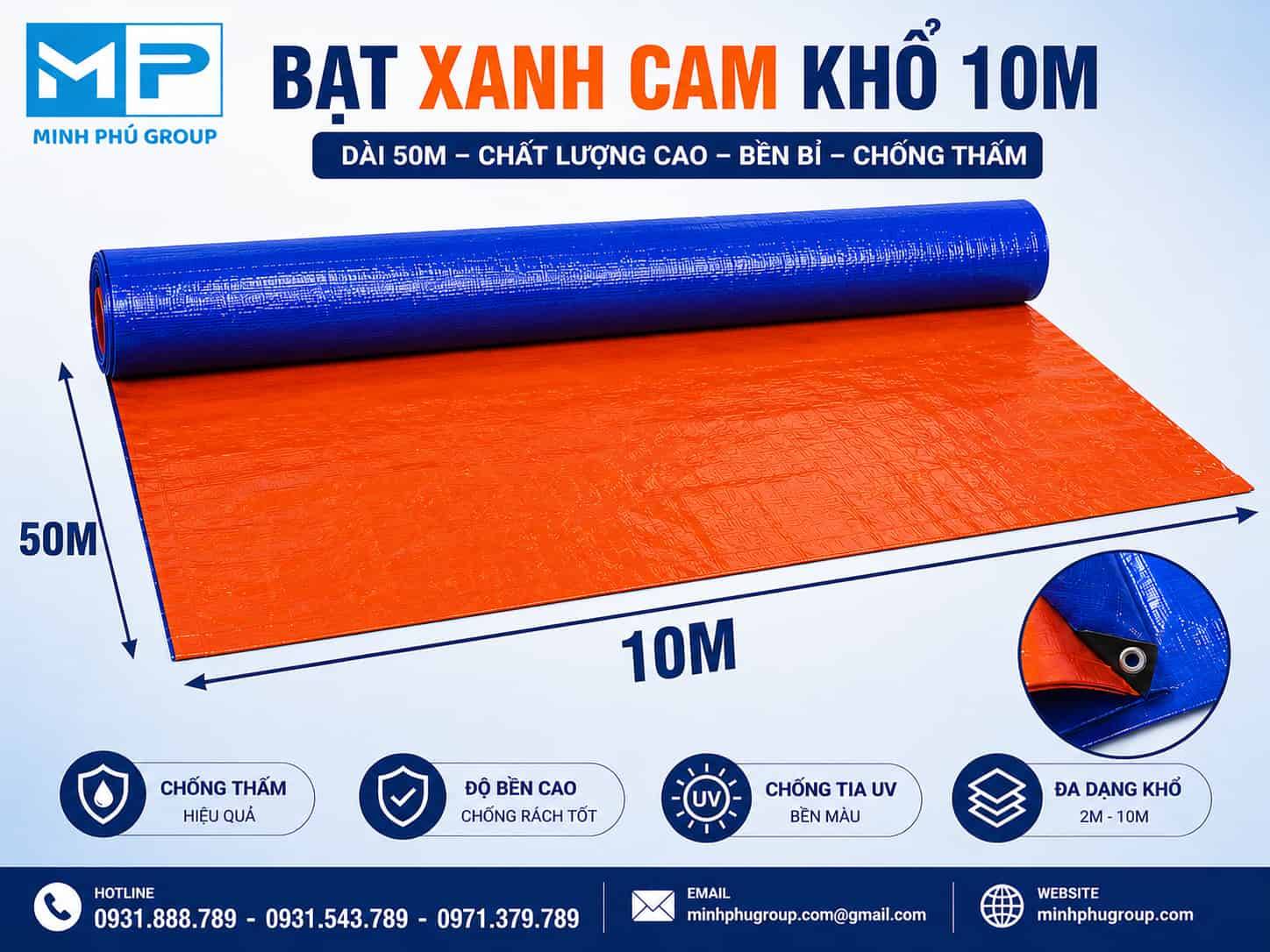 Giá Bạt Xanh Cam Mới Nhất 2026 | Báo Giá Khổ 4m, 6m, 8m, 10m