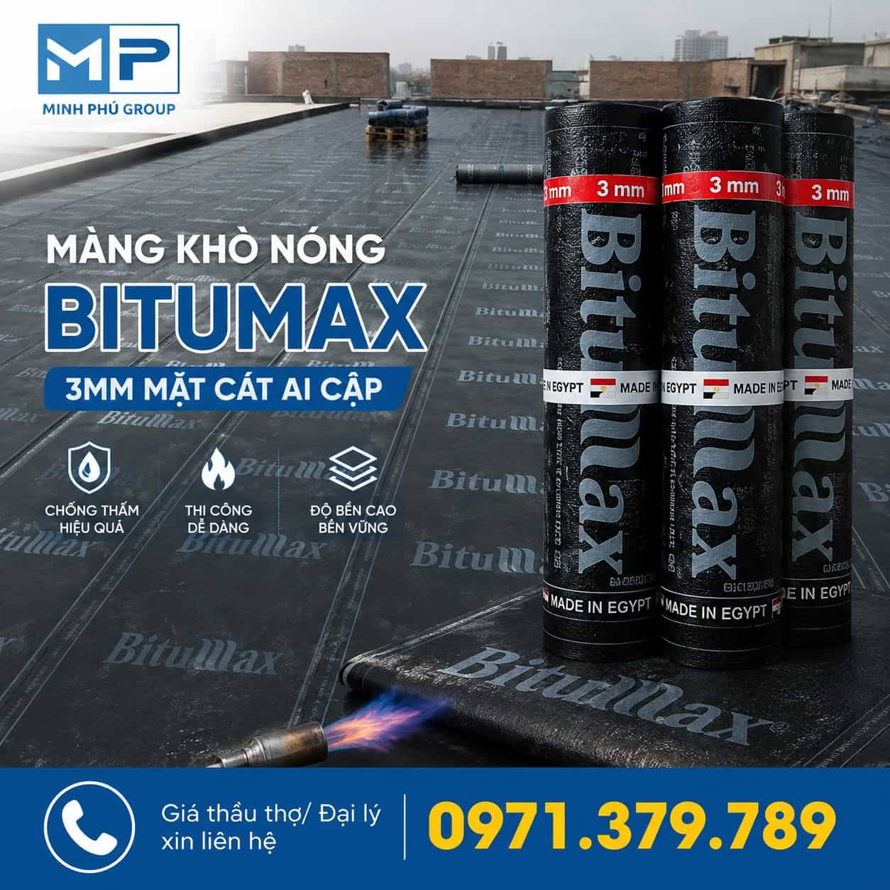 Màng Khò Nóng Bitumax 3mm Mặt Cát Ai Cập – Khổ 1m x 10m