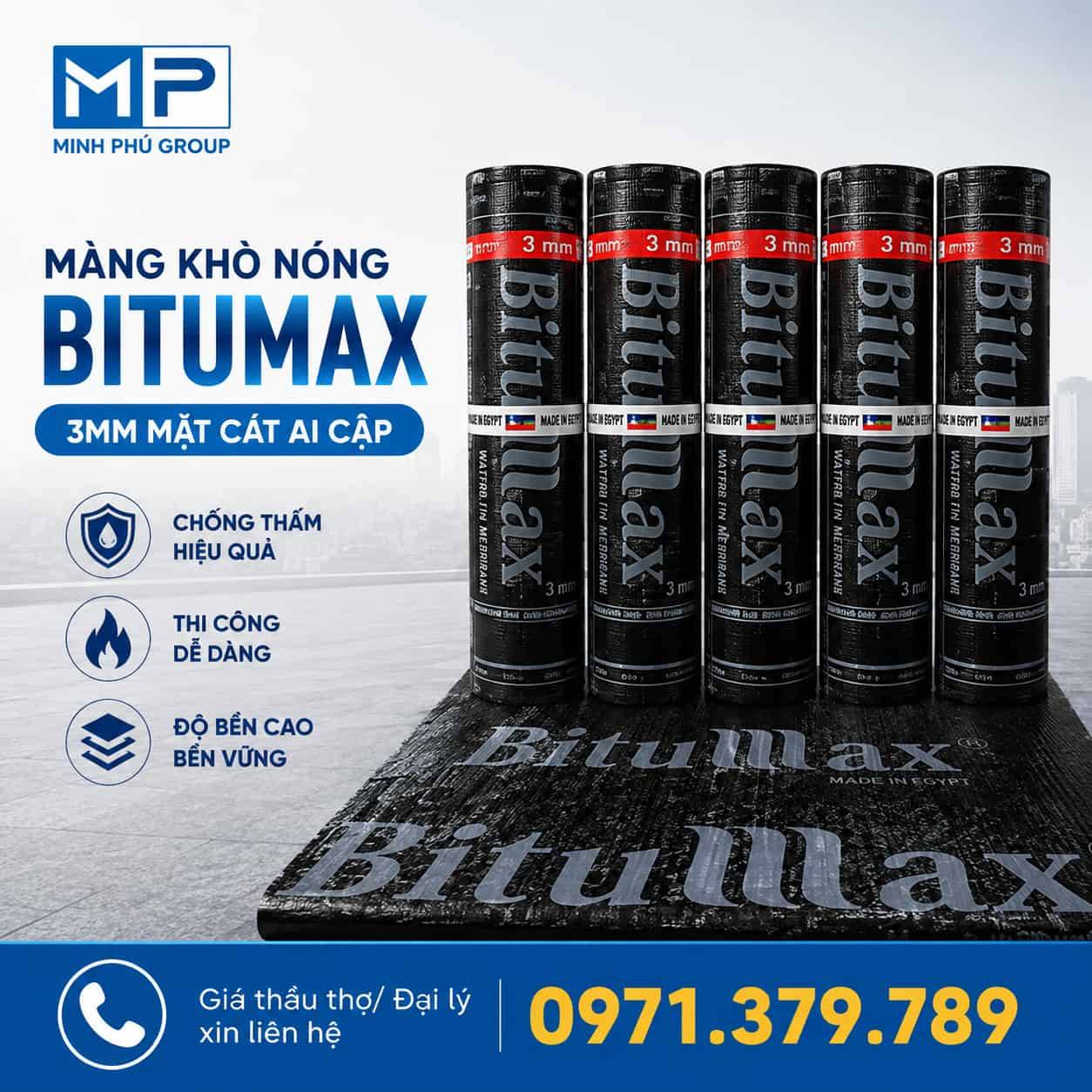 Màng Khò Nóng Bitumax 3mm Mặt Cát Ai Cập – Khổ 1m x 10m