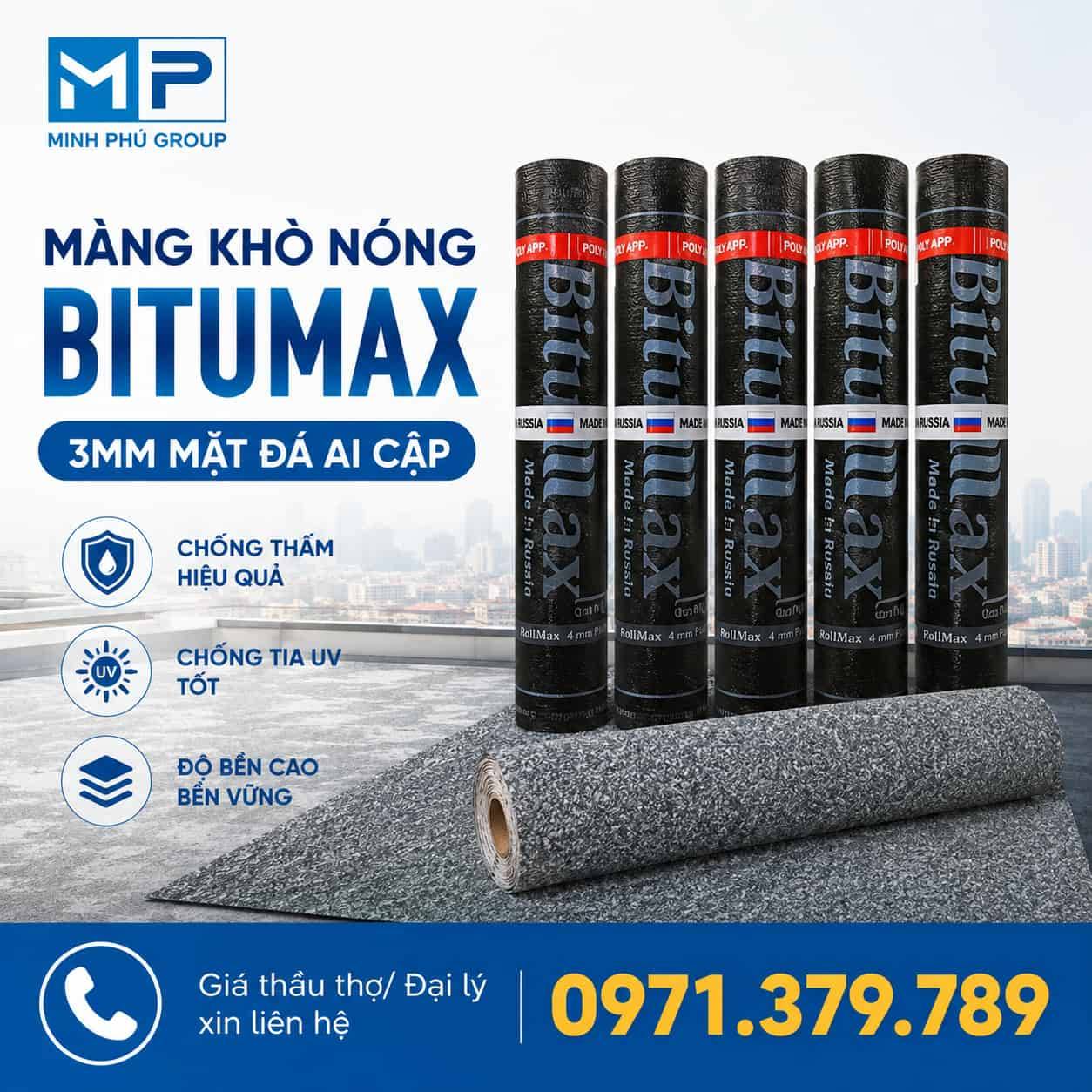 Màng Khò Chống Thấm Bitumax 3mm Mặt Đá Ai Cập – Khổ 1m x 10m