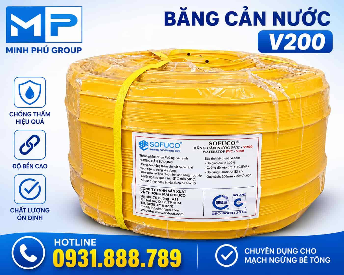 Băng Cản Nước V200 PVC – Waterstop V200 Chống Thấm Mạch Ngừng