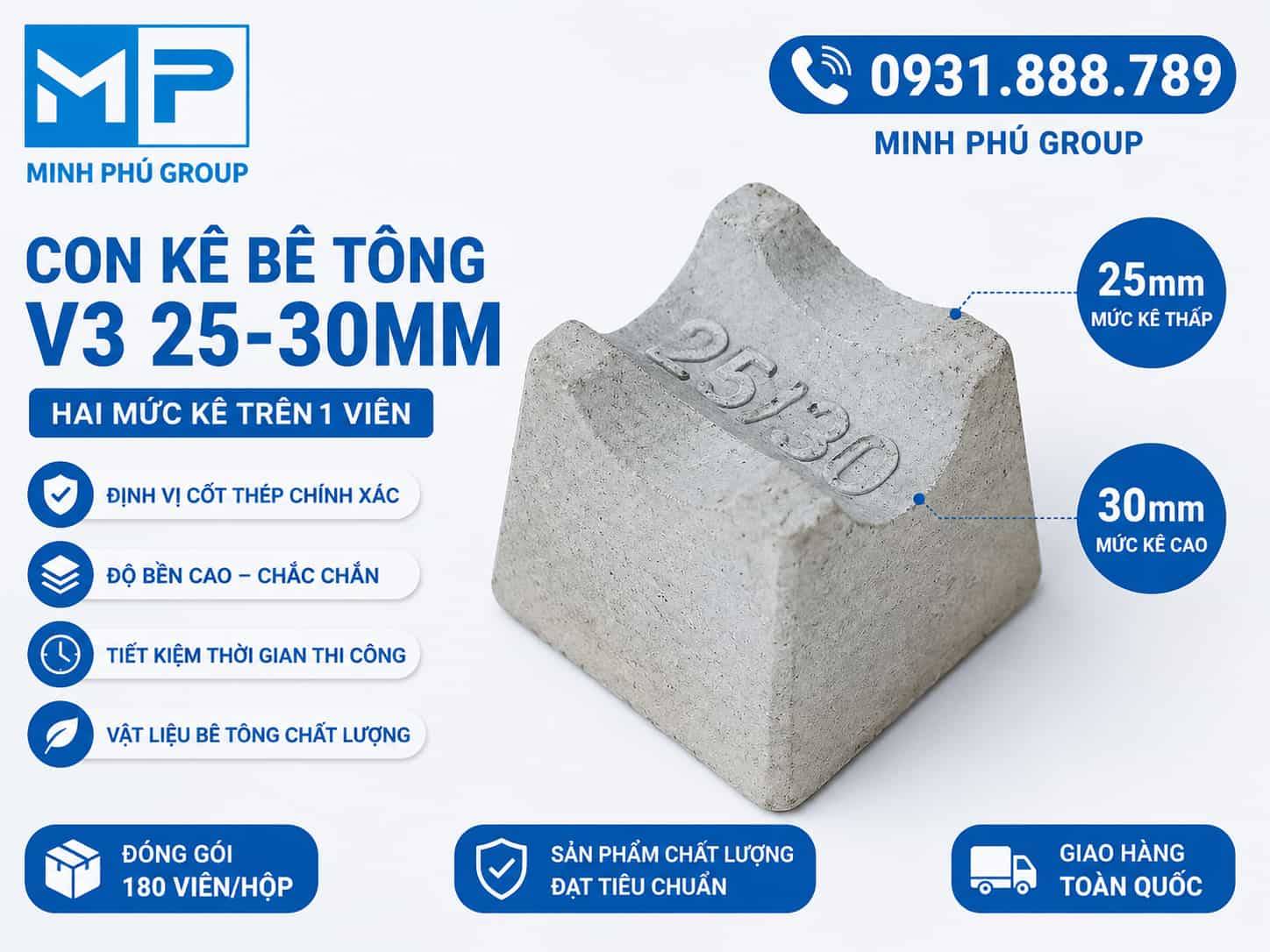 Con Kê Bê Tông V3 25/30mm – Con Kê Bê Tông 3cm
