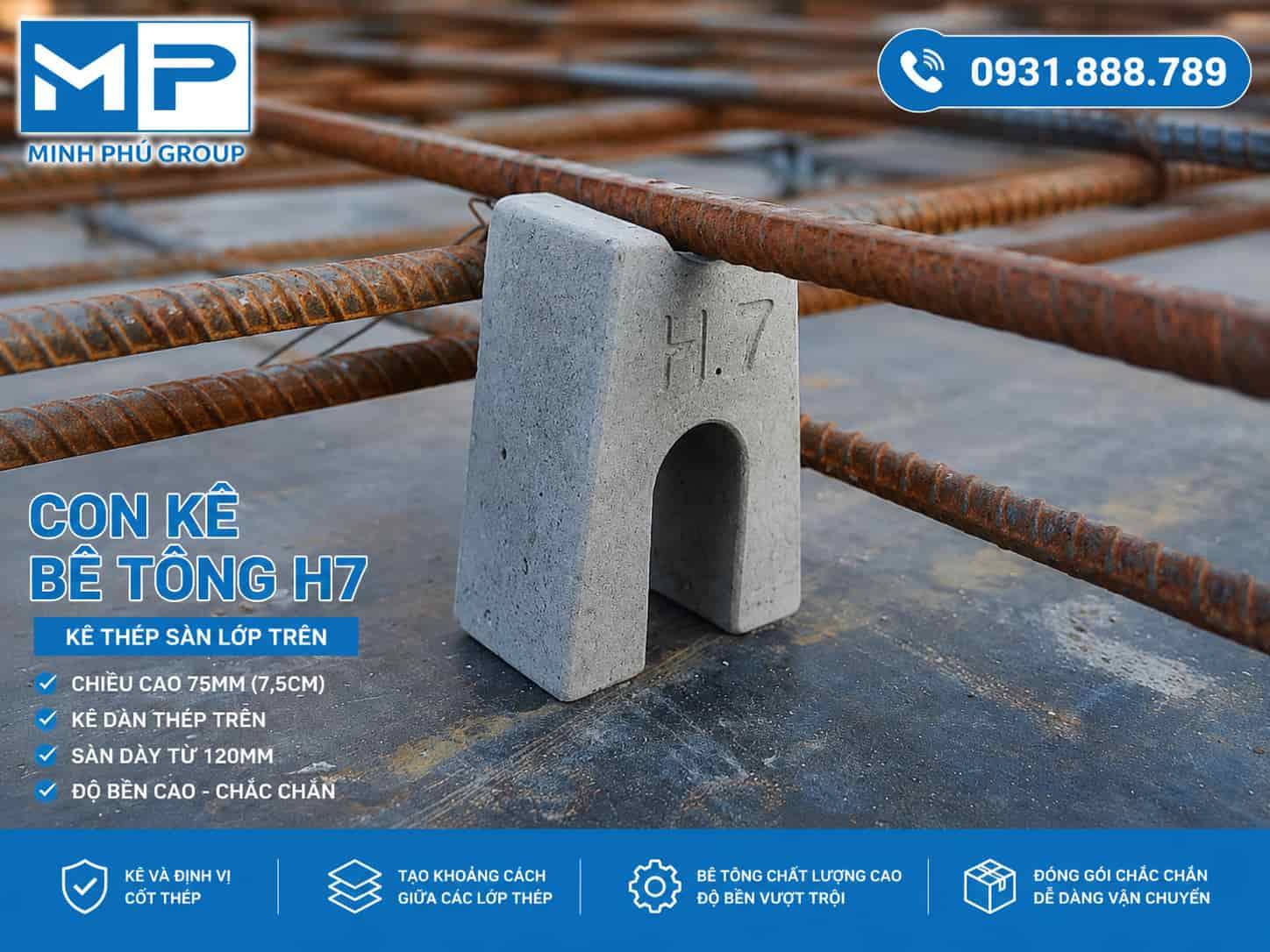 Con Kê Bê Tông H7 – Con Kê H7 75mm Kê Thép Sàn Lớp Trên
