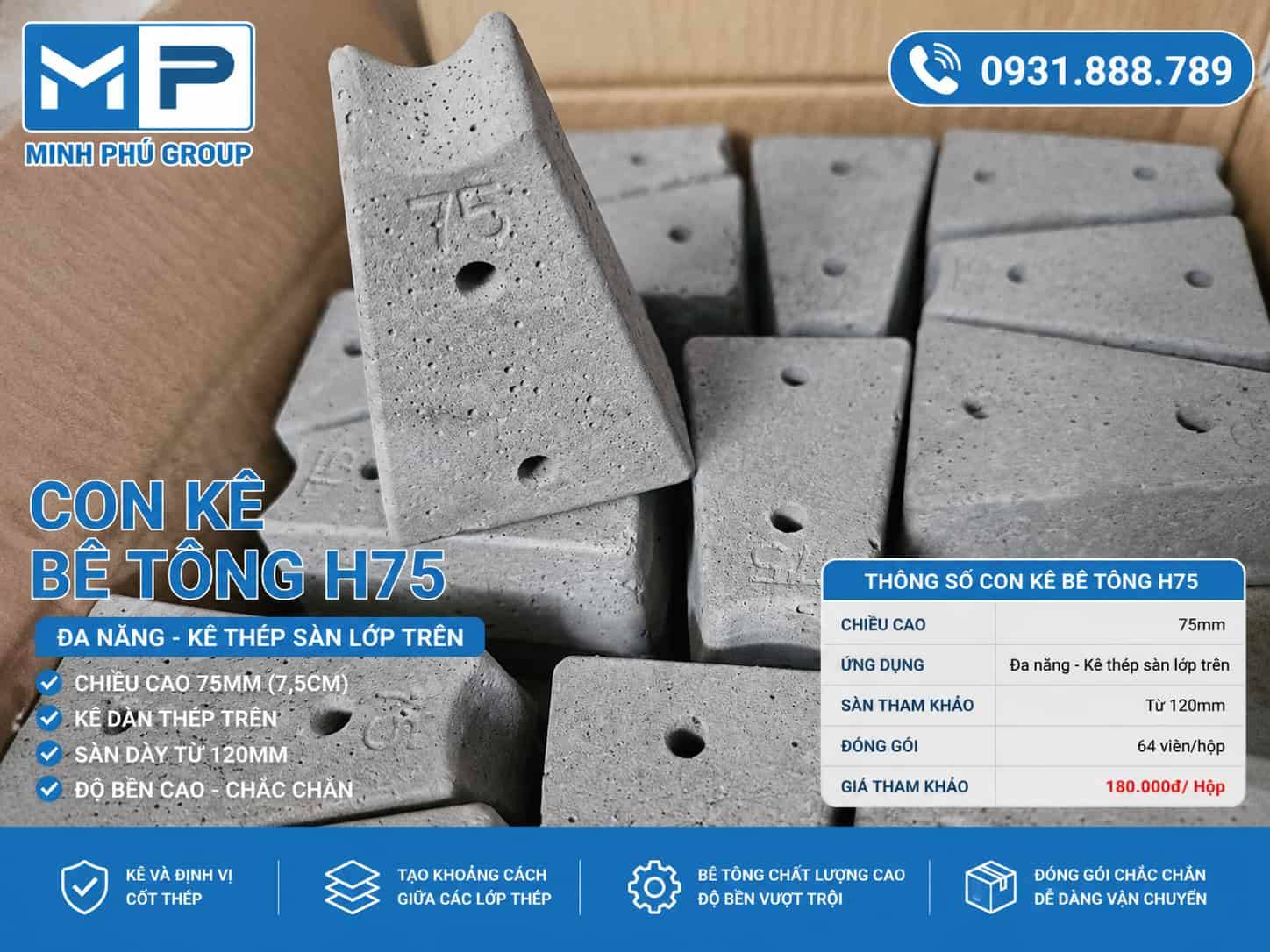 Con Kê Bê Tông H7 – Con Kê H7 75mm Kê Thép Sàn Lớp Trên