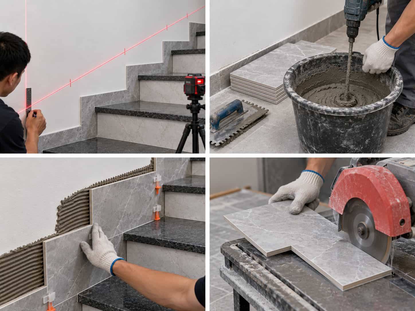 Cách ốp gạch tường cầu thang đẹp, đúng kỹ thuật