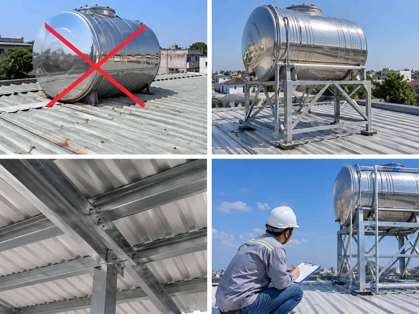 Có nên đặt bồn nước trên mái tôn