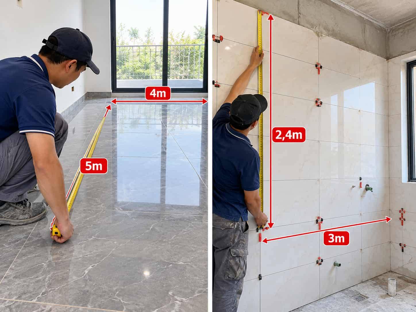 Cách tính m2 gạch lát nền và ốp tường