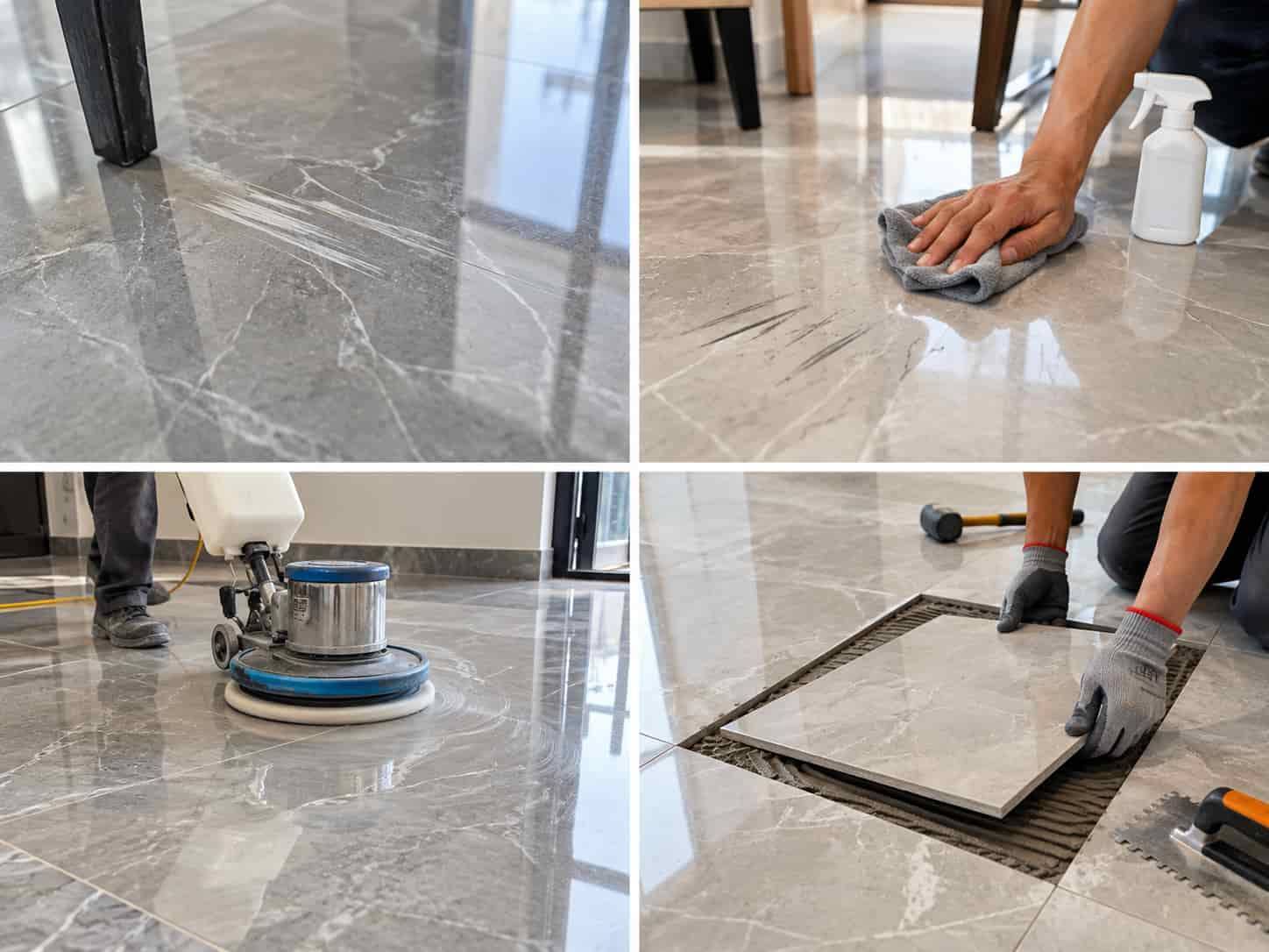 Gạch bóng kiếng bị trầy