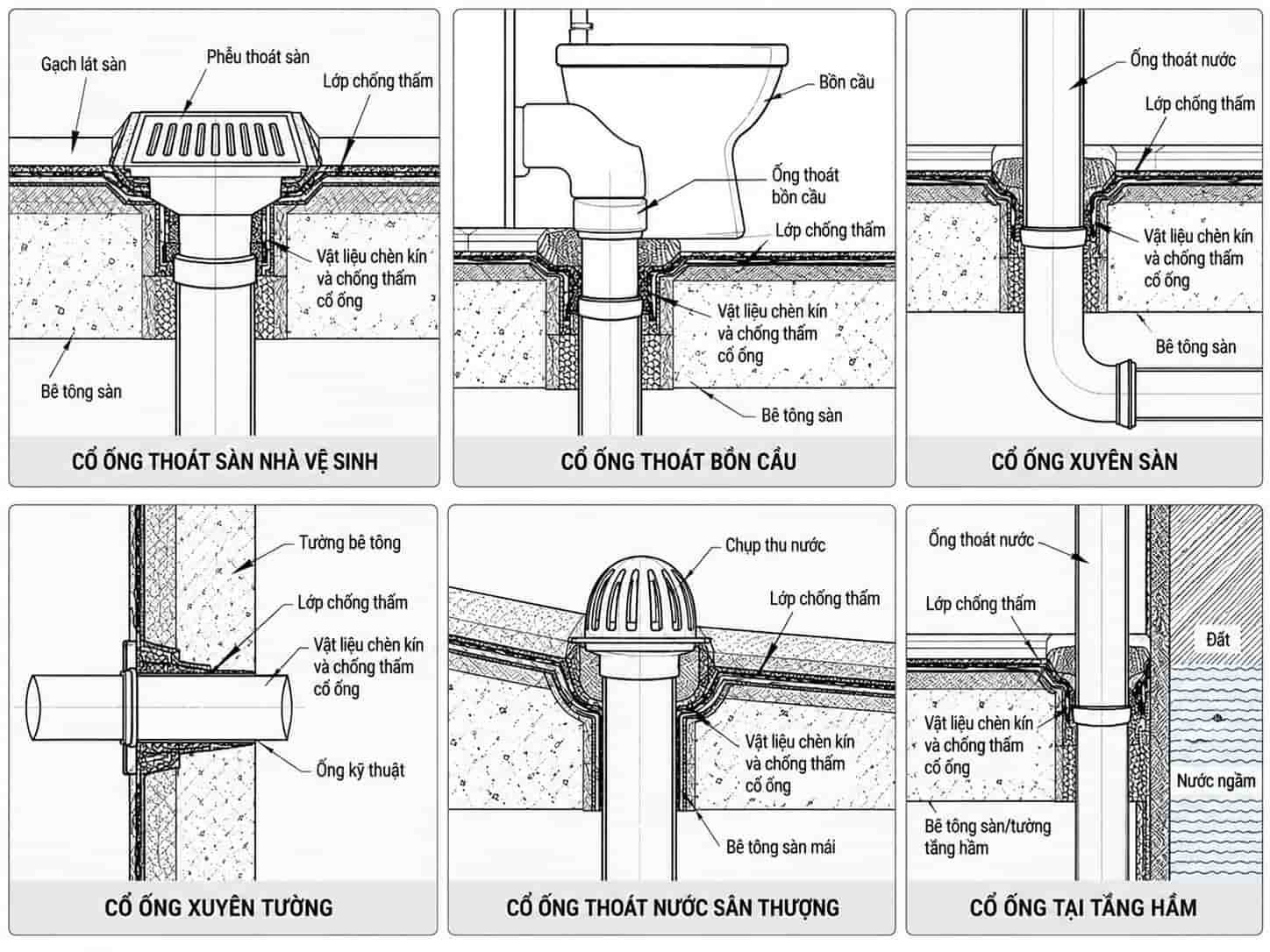 Quy Trình 6 Bước Chống Thấm Cổ Ống Nhà Vệ Sinh Hiệu Quả