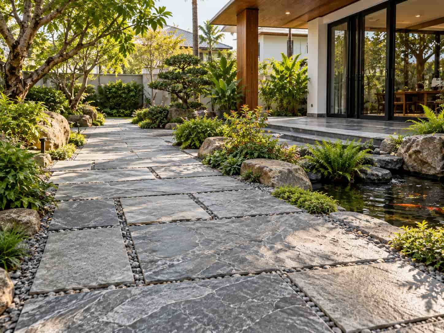 Đá tự nhiên lát sân vườn