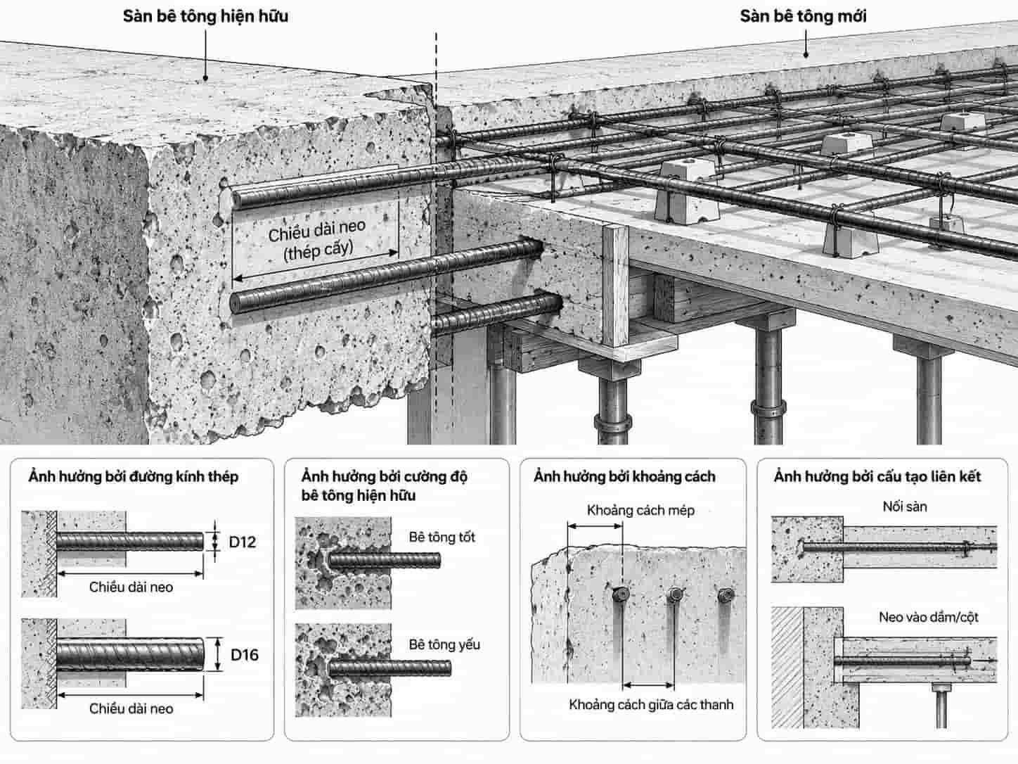 Hướng Dẫn Kỹ Thuật Nối Sàn Bê Tông Cũ Và Mới Đúng Cách